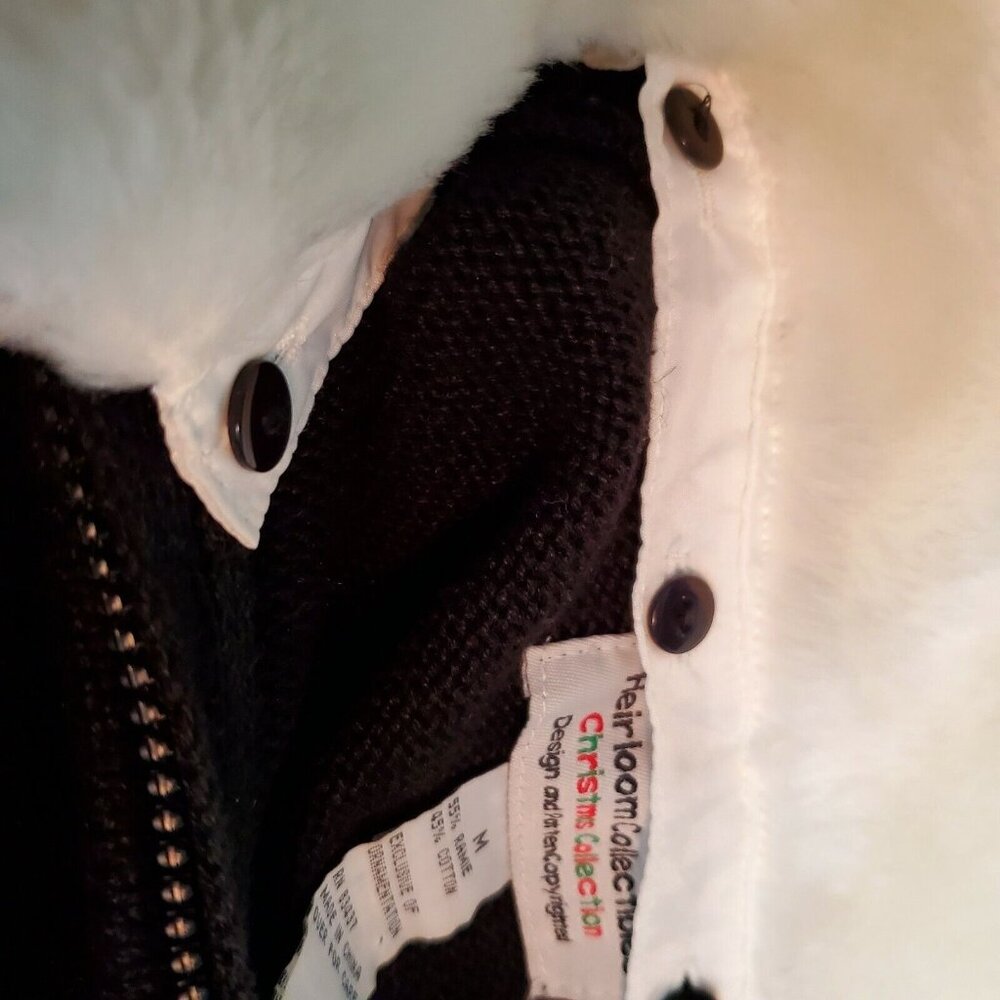 Heirloom Collectibles Christmas Collection Beaded Zip Sweater Sz M Detach Collar - Picture 5 of 9